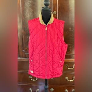 Ralph Lauren Equestrian Red Quilted Vest with Tan corduroy Collar